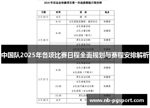 中国队2025年各项比赛日程全面规划与赛程安排解析